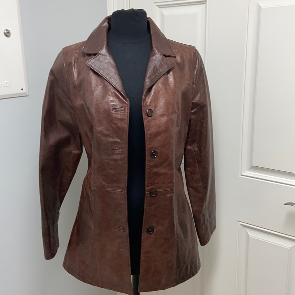 Brown leather jacket